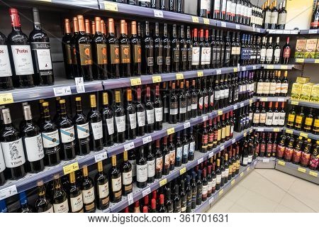 Torrevieja, Valenciana, Spain - Apr 17 2020 : Food For Sale In Empty Shop Due To Covid-19 Virus And 