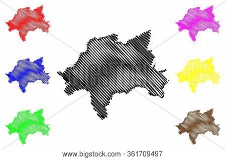 Wuppertal City (federal Republic Of Germany, North Rhine-westphalia) Map Vector Illustration, Scribb