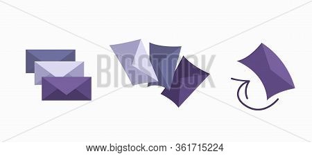 A Set Of Envelopes. Open Envelopes. Vector Illustration.