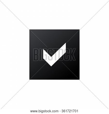 Illustration Of Check Mark Icon In Square, Stock Vector Illustration Isolated On White Background.