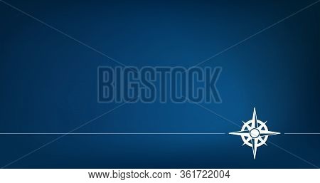 Blue Background With Compass Rose. Classic Blue Background. Stock Vector Illustration