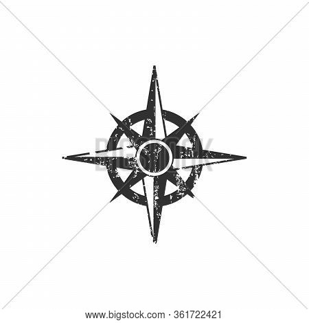 Distressed Compass Rose, Grunge Effect. Stock Vector Illustration Isolated On White Background.