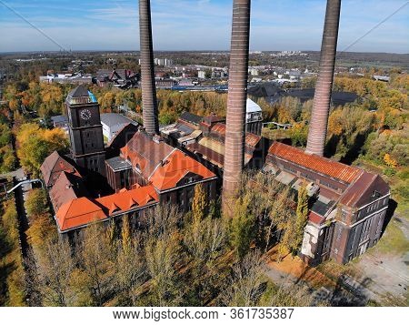 Bytom City, Poland. Autumn Colors And Industrial Heritage In Bytom Szombierki District. Coal Power P
