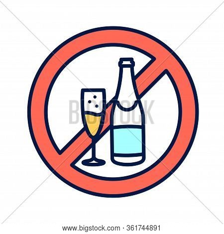 Alcohol Allergy Line Color Icon. Healthy Lifestyle. Alcohol Intolerance. Pictogram For Web Page, Mob