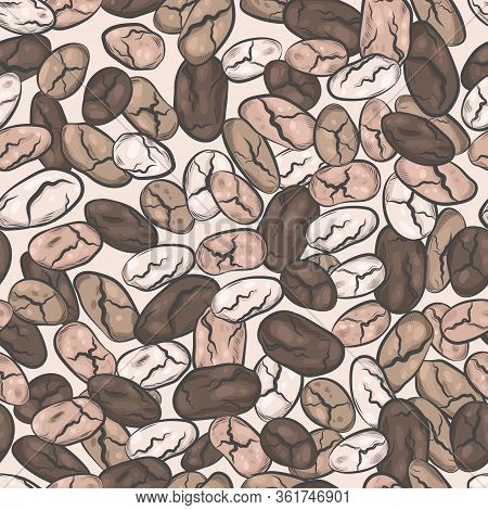 Chia Seeds Vector Seamless Pattern. Hand Drawn Chia Seamless Background.