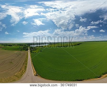 Summer Nature Field Sky Landscape. Summer Nature Field View.