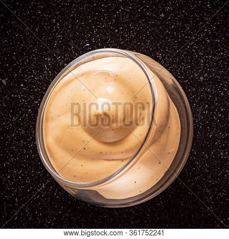 sauce on the black background