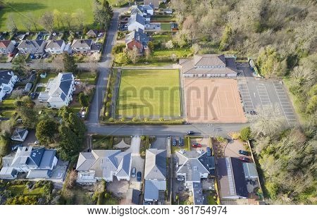 Brookfield Countryside Rural Village Aerial View From Above In Renfrewshire Scotland