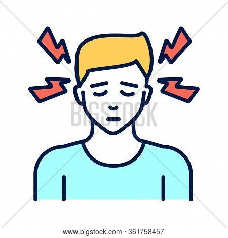 Headache Line Color Icon. Allergy Symptom, Colds, Flu. Pictogram For Web Page, Mobile App, Promo. Ui