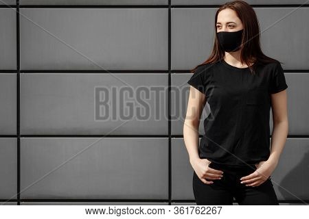 Beautiful Girl Wearing Medical Mask During Coronavirus Covid-19 Epidemic Pandemic Covid-19 Coronavir