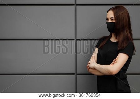 Beautiful Girl Wearing Medical Mask During Coronavirus Covid-19 Epidemic Pandemic Covid-19 Coronavir