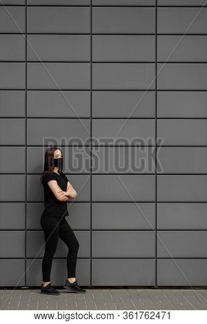 Beautiful Girl Wearing Medical Mask During Coronavirus Covid-19 Epidemic Pandemic Covid-19 Coronavir