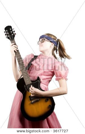 Young Girl With A Rock Guitar