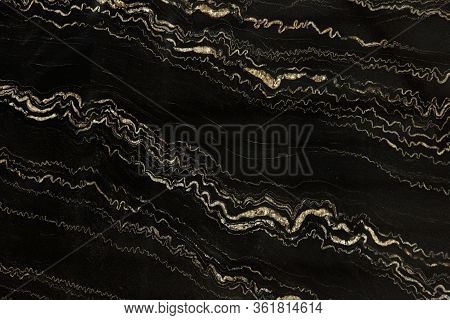 Natural Stone Black Marble With Yellow Stripes Called Quarzite Portoro Gold