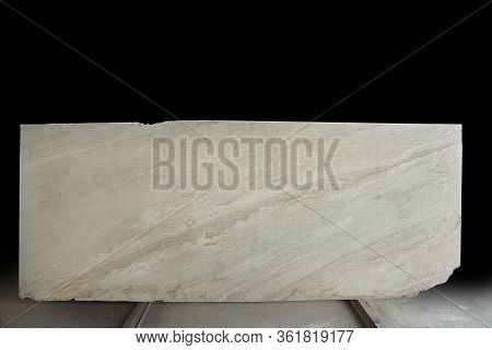 Large Slab Of Travertino Alabastrino Marble In Beige With A Pattern