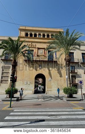 Elche, Spain - September 20, 2018:the Municipality Building On The Plaza De Baix In Elche, A Unesco 