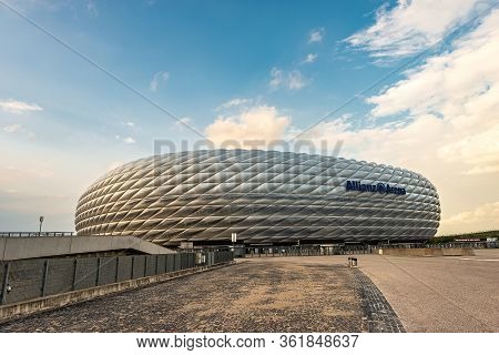 Munich, Germany - Sept 7, 2018: Allianz Arena (fussball Arena Munchen, Schlauchboot), The Home Footb