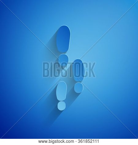 Paper Cut Footsteps Icon Isolated On Blue Background. Detective Is Investigating. To Follow In The F