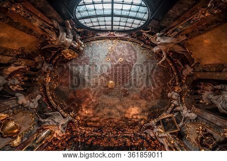 Feb 2, 2020 - Munich, Germany: Ceiling With Gold Decoration In Entrance Hall To Asamkirche Late Baro