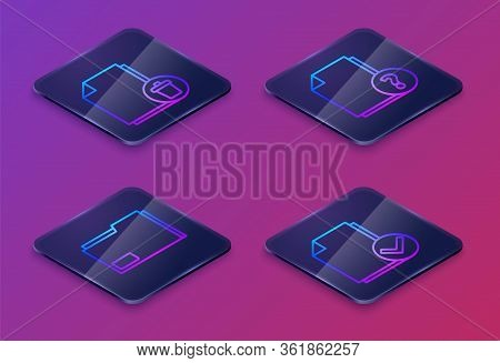 Set Isometric Line Delete File Document, Document Folder, Unknown Document And Document And Check Ma