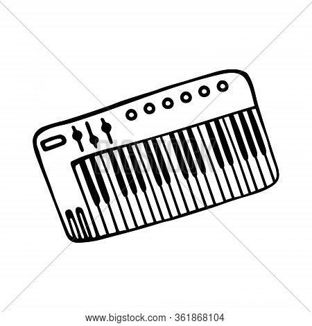 Single Hand-drawn Synthesizer Icon. Symbol Of A Musical Instrument. Vector Illustration
