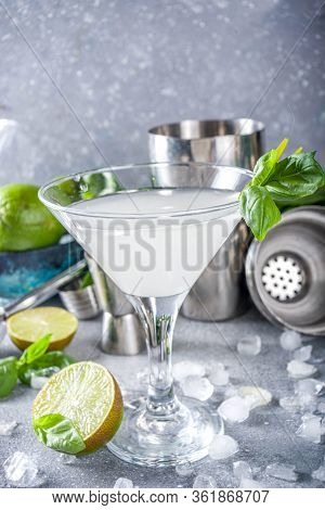 Basil Vodka Gimlet Martini