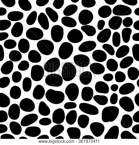 Seamless Vector Dot Pattern. Hand Drawn Black Spots Isolated On White Background. Random Circles Orn