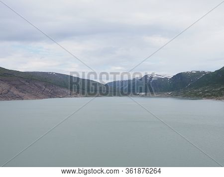 Austerdalsvatnet Lake Landscapes Near European Svartisen Glacier In Nordland County In Norway, Cloud