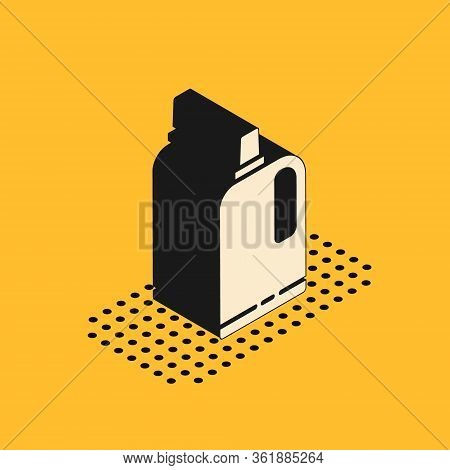 Isometric Fabric Softener Icon Isolated On Yellow Background. Liquid Laundry Detergent, Conditioner,