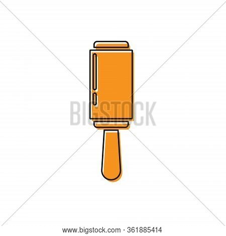 Orange Adhesive Roller For Cleaning Clothes Icon Isolated On White Background. Getting Rid Of Debris