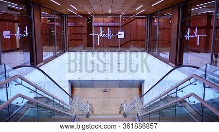 Warsaw, Poland. 18 April 2020. Warsaw Metro Station Interior Warsaw Plocka. View Of Empty Metro Stat