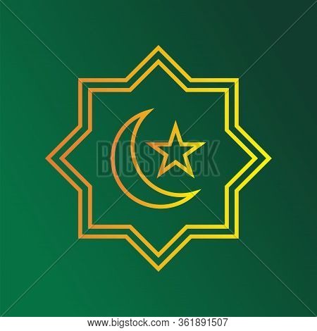Illustration Moon And Star Vector On Frame Islamic Mozaik