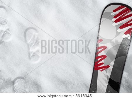 Snowboard ve sněhu