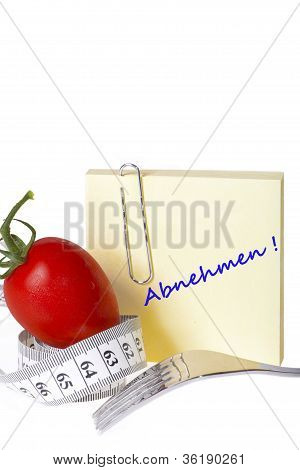 Mesure à ruban - papier à lettres - des aliments sains et alimentation