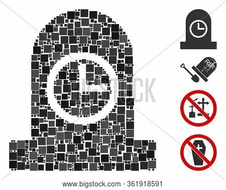 Mosaic Expired Grave Icon United From Square Items In Variable Sizes And Color Hues. Vector Square I