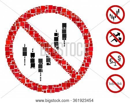 Collage No Candlestick Chart Icon Constructed From Square Items In Different Sizes And Color Hues. V