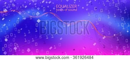 Binary Code Vector Background. Punk Equalizer Slide. Fractal Liquid Glow Geometric Funky Modern Desi