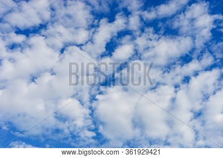 Cloudscape With Altocumulus Clouds, Altocumulus Middle-altitude Cloud In Stratocumuliform - Natural