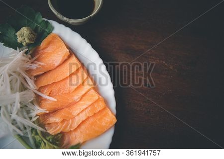 Japanese Food Sashimi Salmon In Japan Restaurant