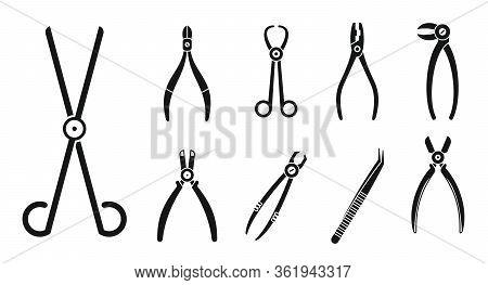 Medical Forceps Icons Set. Simple Set Of Medical Forceps Vector Icons For Web Design On White Backgr