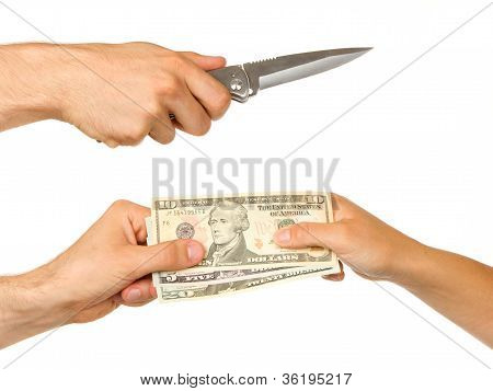 Man With Knife Threatening A Woman