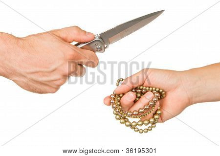 Man With Knife Threatening A Woman