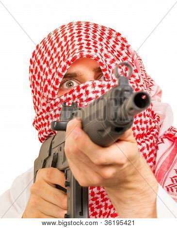 Arab Adult With A Machine Gun, Terrorist