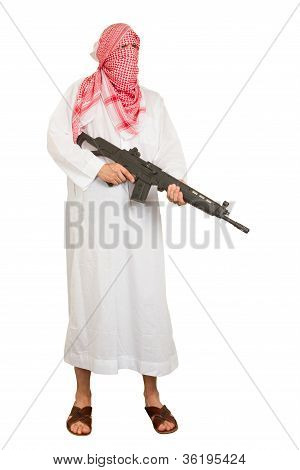 Arab Adult With A Machine Gun, Terrorist