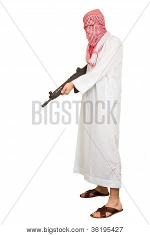 Arab Adult With A Machine Gun, Terrorist