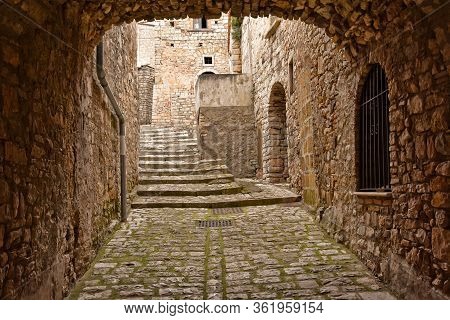 A Small Road Between The Old Houses Of Buonalbergo, A Village In The Province Of Benevento