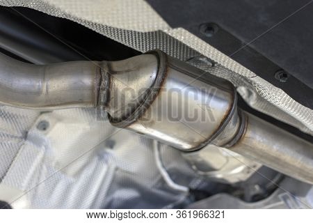 Catalytic Converter Of A Modern Car Bottom View.