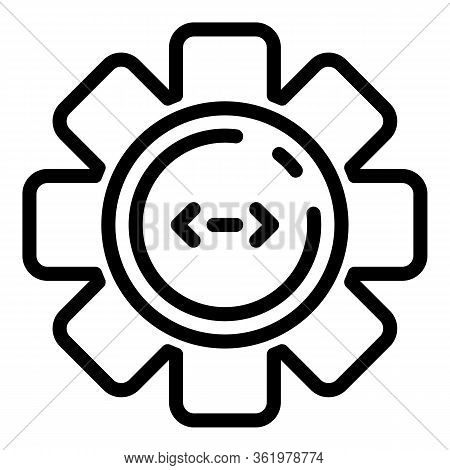 Code In Circle Cogwheel Icon. Outline Code In Circle Cogwheel Vector Icon For Web Design Isolated On