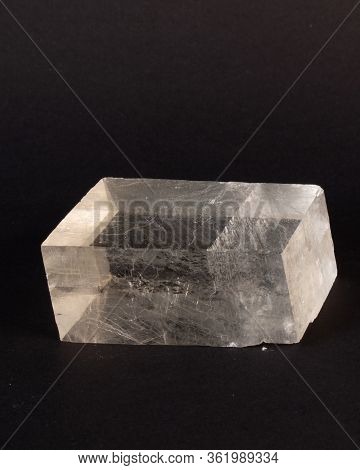 A Large Crystal Of Optical Calcite Showing Faulting Along A Cleavage Plane