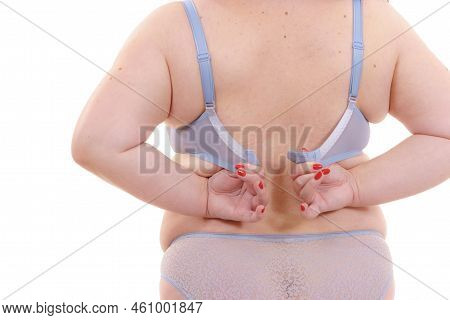 Woman Wearing Bra. Back View